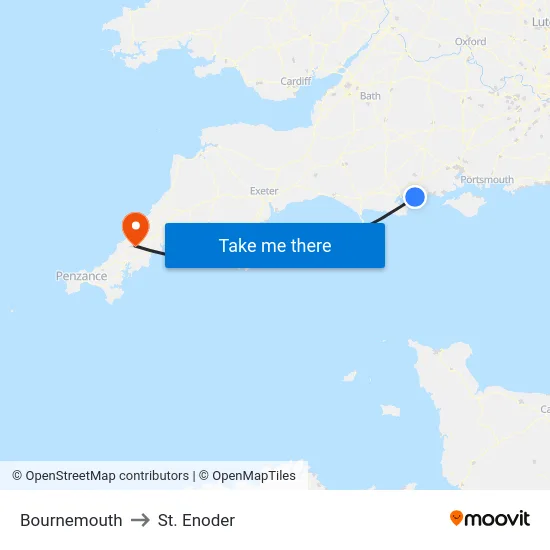 Bournemouth to St. Enoder map