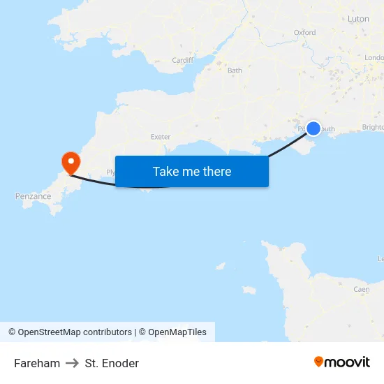 Fareham to St. Enoder map