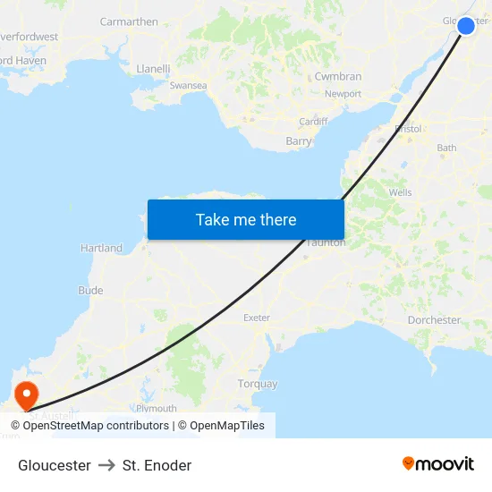 Gloucester to St. Enoder map