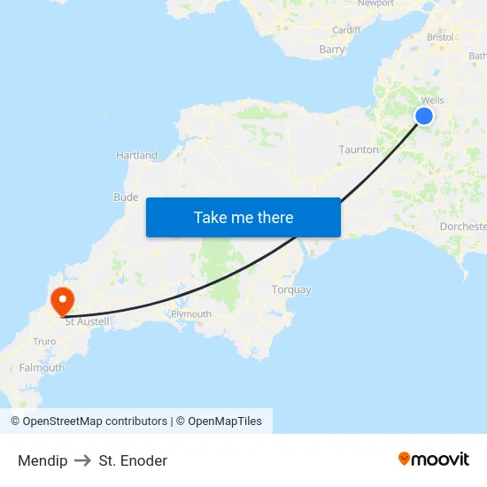 Mendip to St. Enoder map