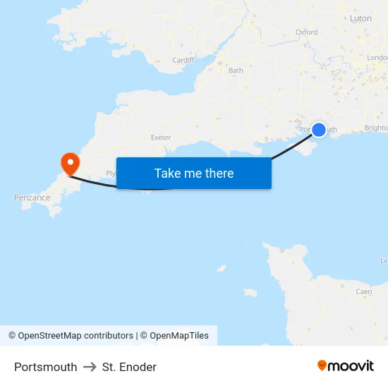 Portsmouth to St. Enoder map