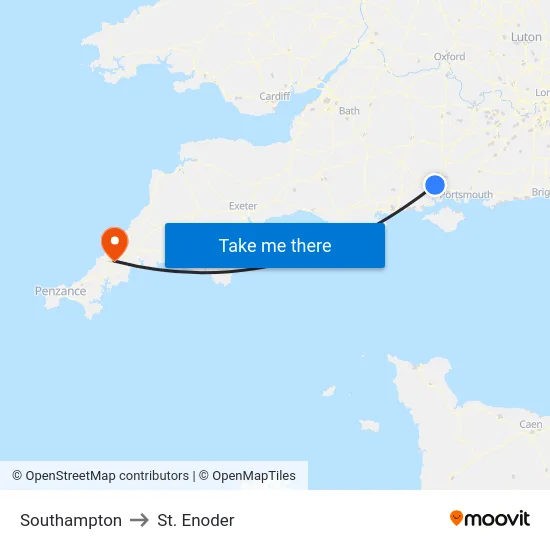 Southampton to St. Enoder map
