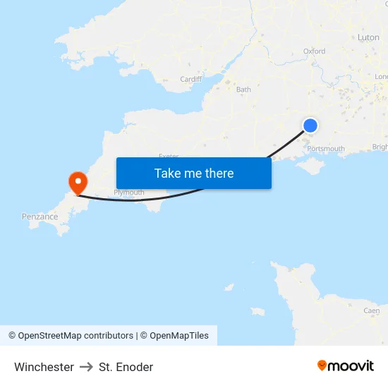 Winchester to St. Enoder map