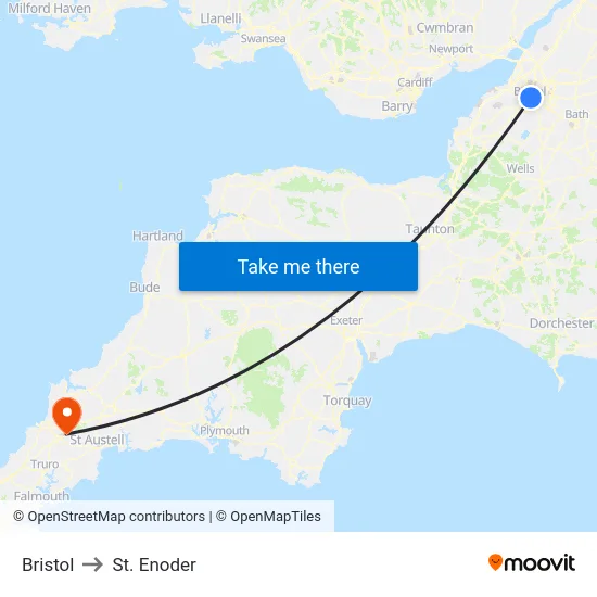Bristol to St. Enoder map