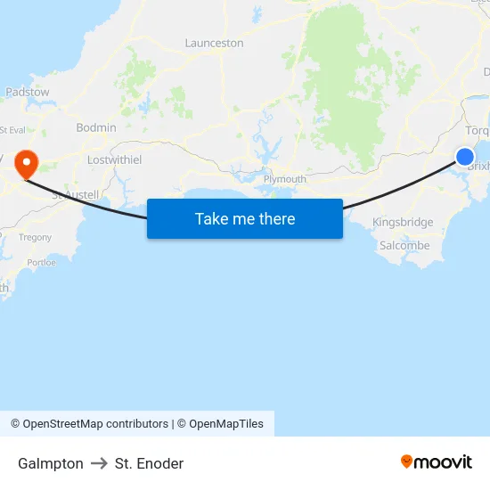 Galmpton to St. Enoder map