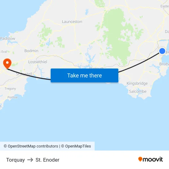 Torquay to St. Enoder map