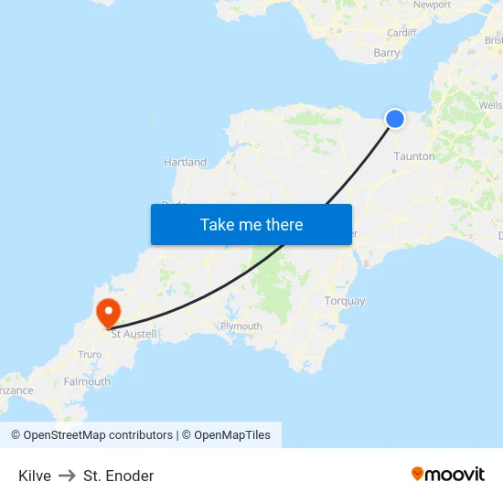 Kilve to St. Enoder map