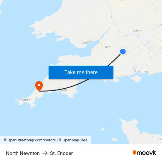 North Newnton to St. Enoder map