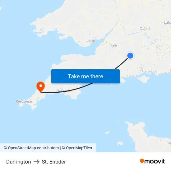 Durrington to St. Enoder map