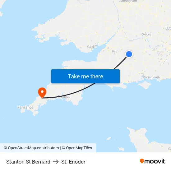 Stanton St Bernard to St. Enoder map