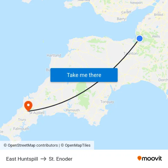 East Huntspill to St. Enoder map