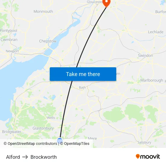 Alford to Brockworth map