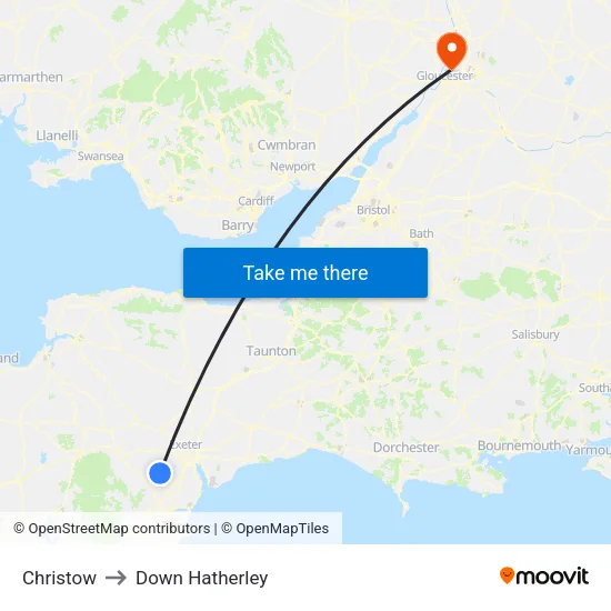 Christow to Down Hatherley map