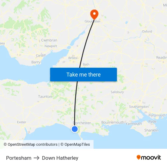 Portesham to Down Hatherley map