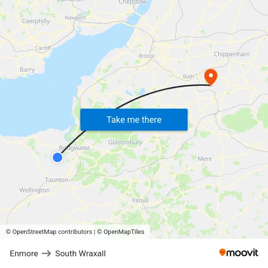 Enmore to South Wraxall map