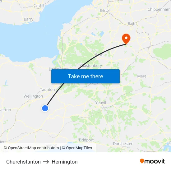 Churchstanton to Hemington map