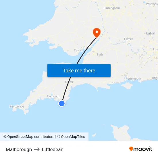 Malborough to Littledean map