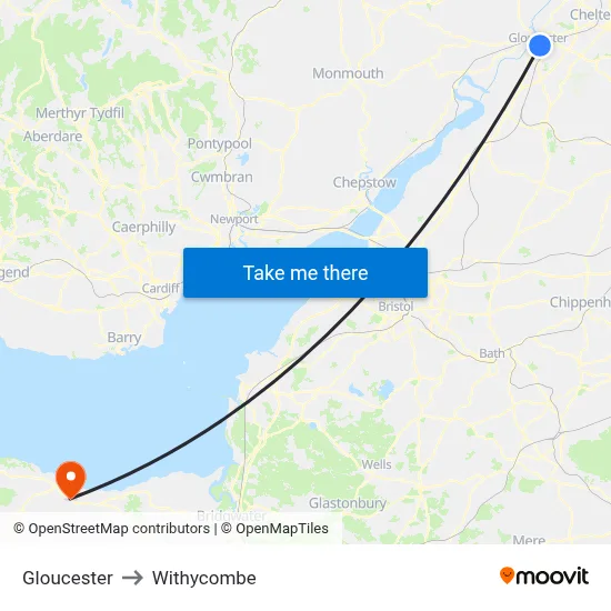Gloucester to Withycombe map