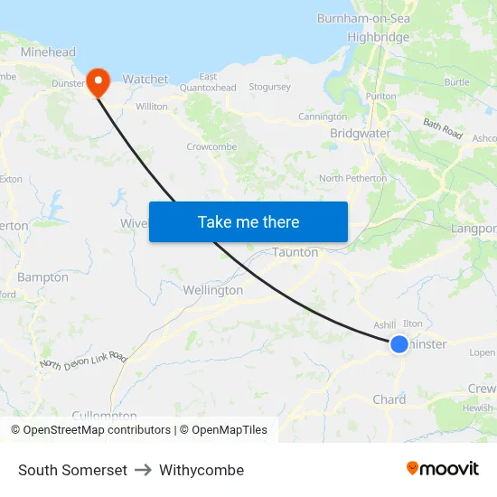 South Somerset to Withycombe map