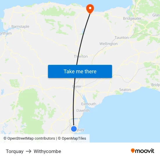 Torquay to Withycombe map