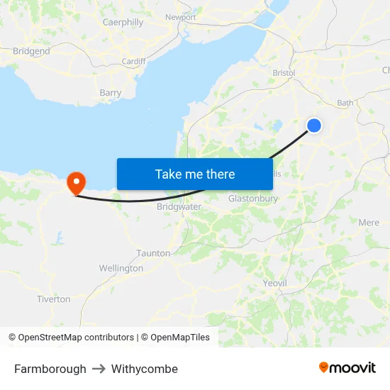 Farmborough to Withycombe map