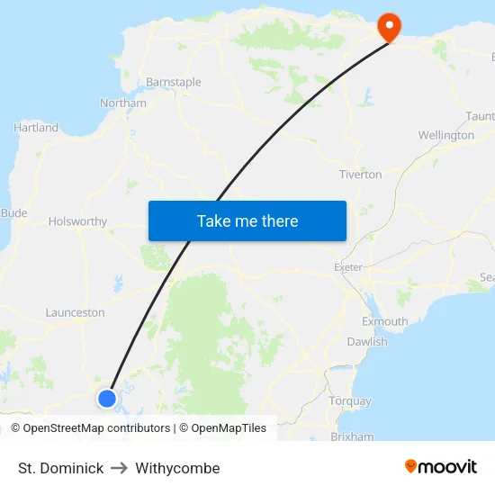 St. Dominick to Withycombe map