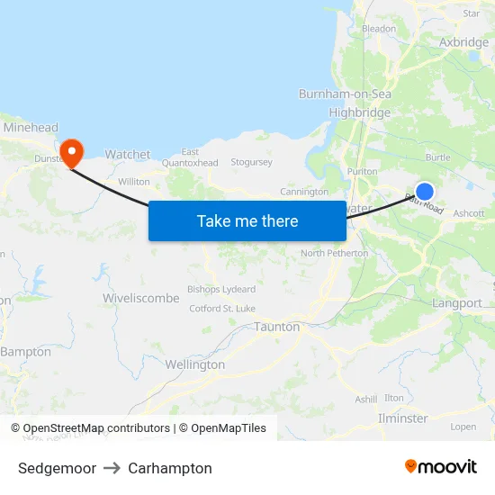Sedgemoor to Carhampton map