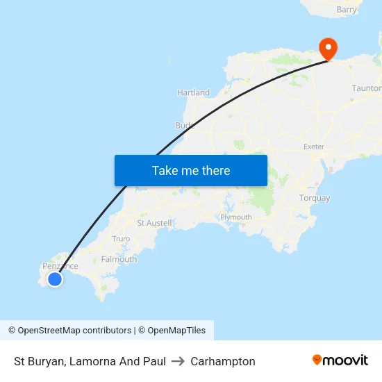 St Buryan, Lamorna And Paul to Carhampton map