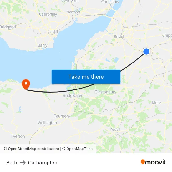 Bath to Carhampton map