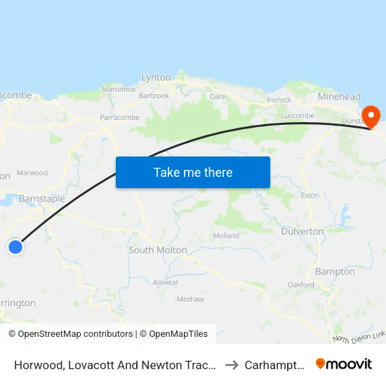 Horwood, Lovacott And Newton Tracey to Carhampton map