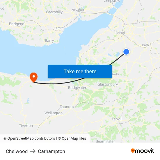 Chelwood to Carhampton map