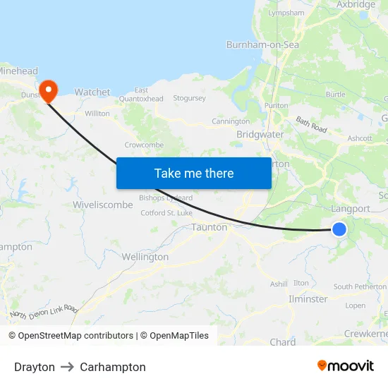 Drayton to Carhampton map