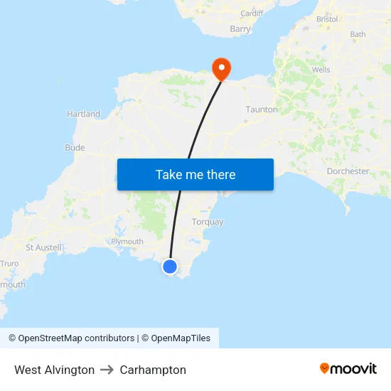 West Alvington to Carhampton map