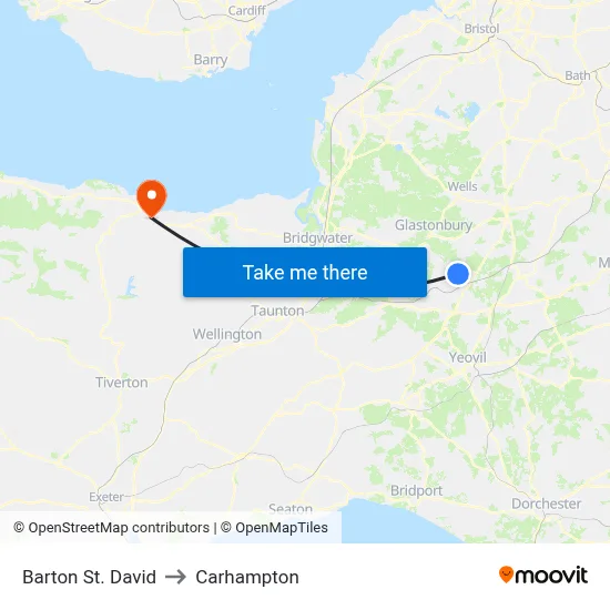 Barton St. David to Carhampton map