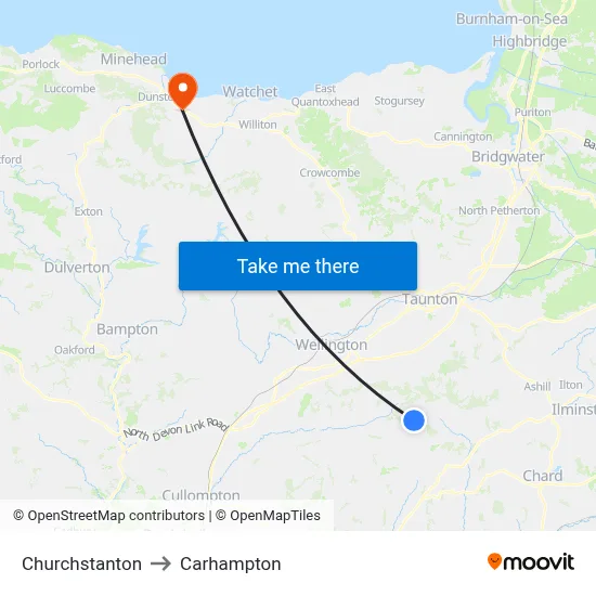 Churchstanton to Carhampton map