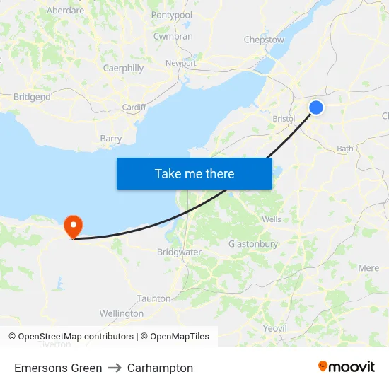 Emersons Green to Carhampton map