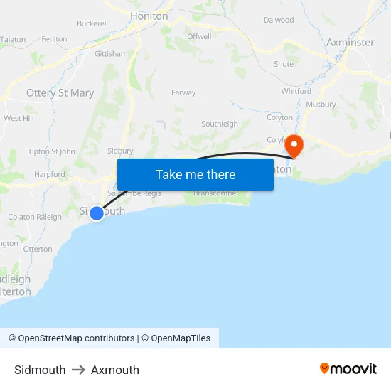 Sidmouth to Axmouth map