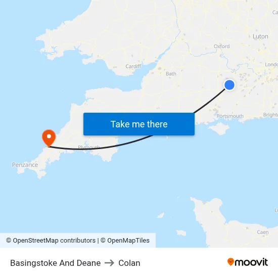 Basingstoke And Deane to Colan map