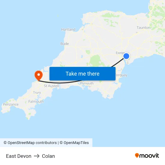 East Devon to Colan map