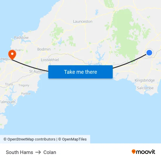 South Hams to Colan map