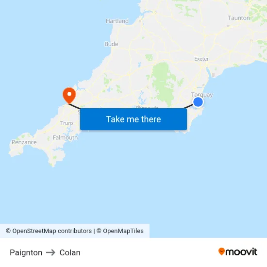 Paignton to Colan map