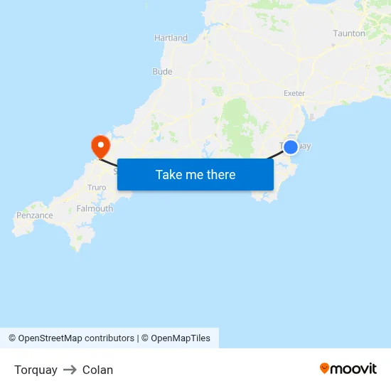 Torquay to Colan map
