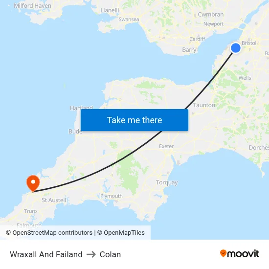 Wraxall And Failand to Colan map