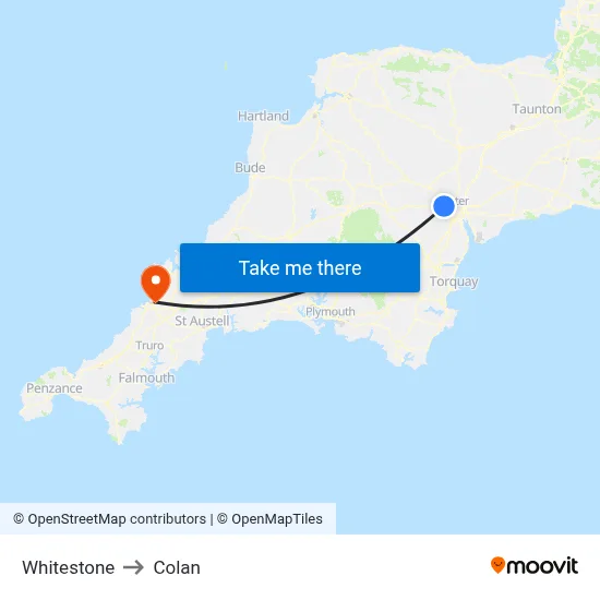 Whitestone to Colan map