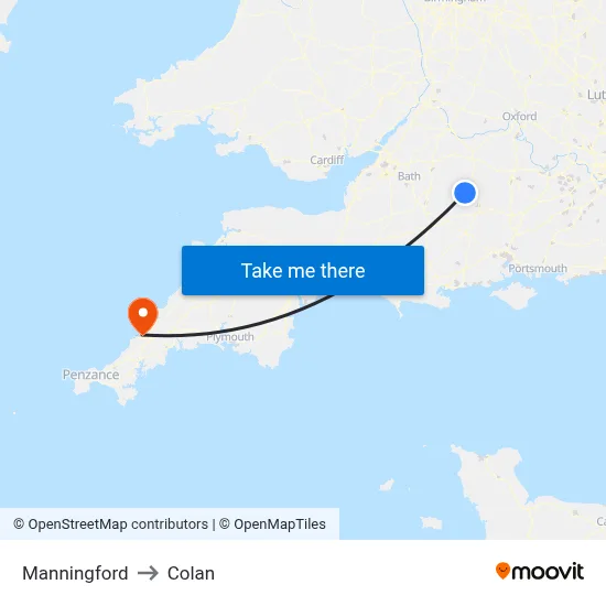 Manningford to Colan map