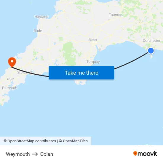 Weymouth to Colan map