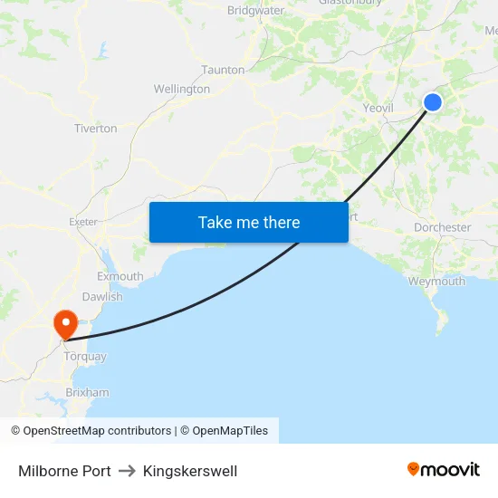 Milborne Port to Kingskerswell map
