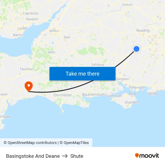 Basingstoke And Deane to Shute map