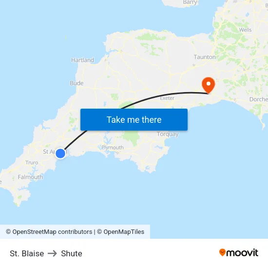 St. Blaise to Shute map