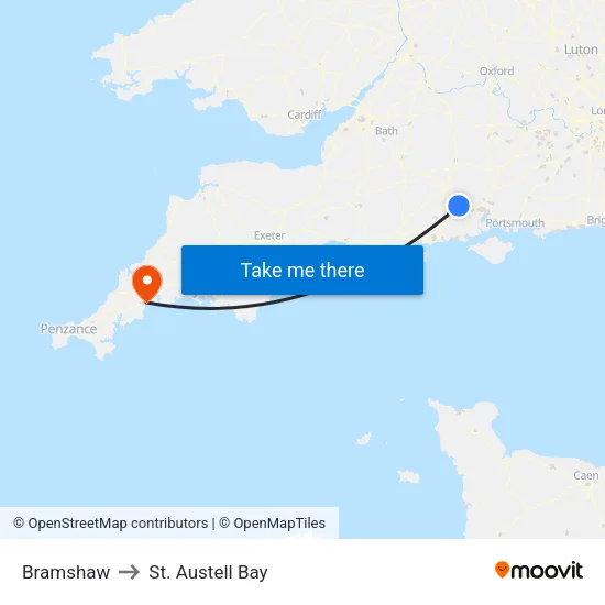 Bramshaw to St. Austell Bay map